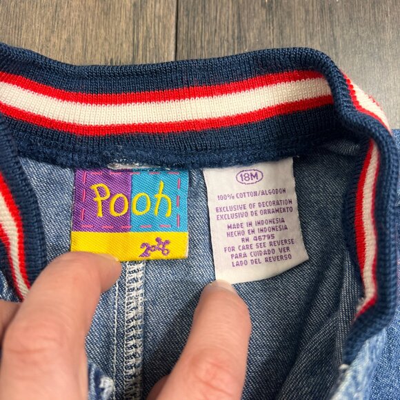 Vintage Winnie The Pooh & Tigger Denim Embroidered Romper 18 Months - Picture 4 of 5